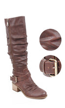 Load image into Gallery viewer, Brown Buckle Slouch Rider Boot