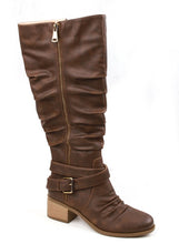 Load image into Gallery viewer, Brown Buckle Slouch Rider Boot