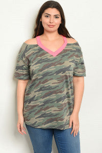 Camo and Neon Cold Shoulder